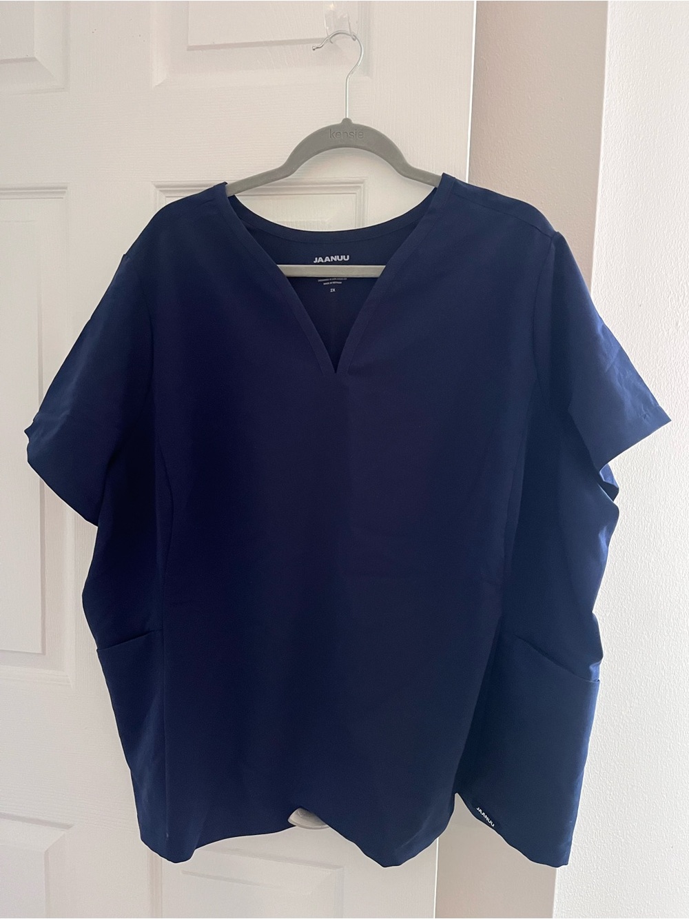 Jaanuu Navy Split-V Short Sleeve Medical Top